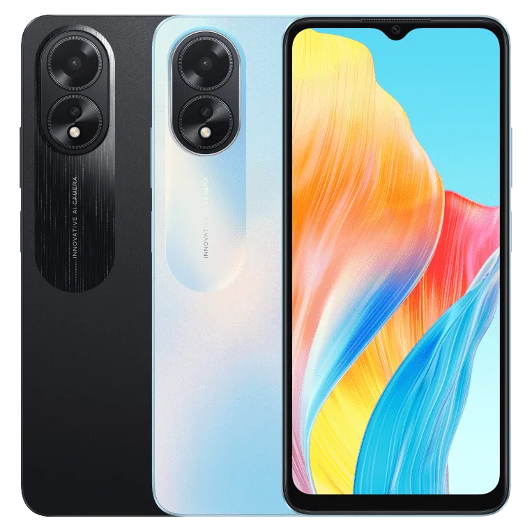 Oppo A18 in Glowing Black / Glowing Blue