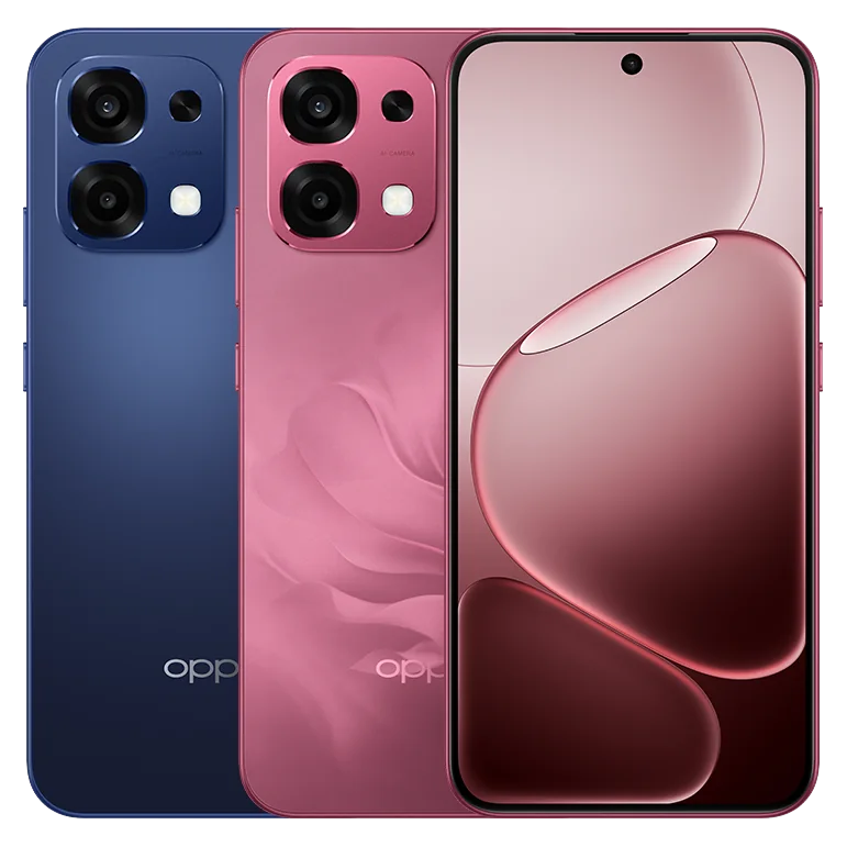 Oppo A6 Pro in Stellar Blue / Rosewood Red