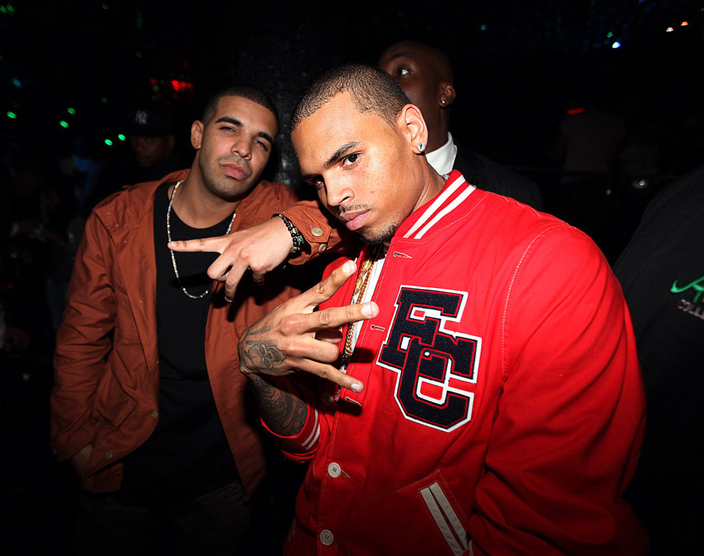 NEW YORK - AUGUST 24: Drake and Chris Brown visit Greenhouse on August 24, 2010 in New York City. (Photo by Shareif Ziyadat/FilmMagic)