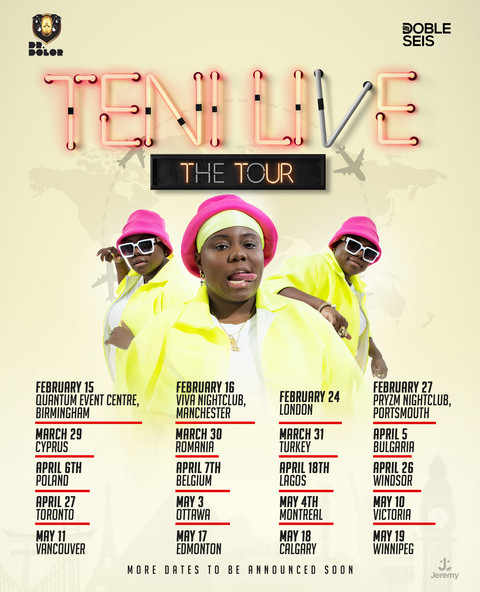 Teni the Entertainer tour global.